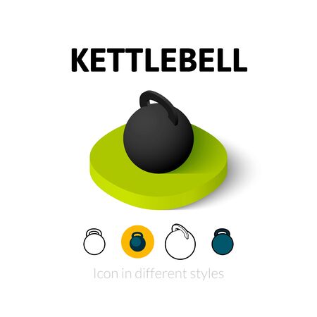 Kettlebell icon, vector symbol in flat, outline and isometric styleのイラスト素材