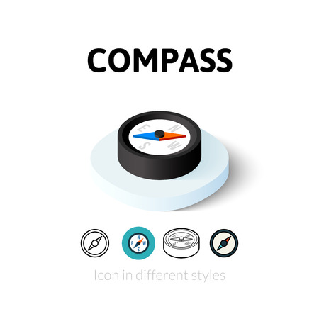 Compass icon, vector symbol in flat, outline and isometric styleのイラスト素材