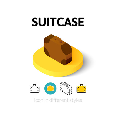 Suitcase icon, vector symbol in flat, outline and isometric styleのイラスト素材