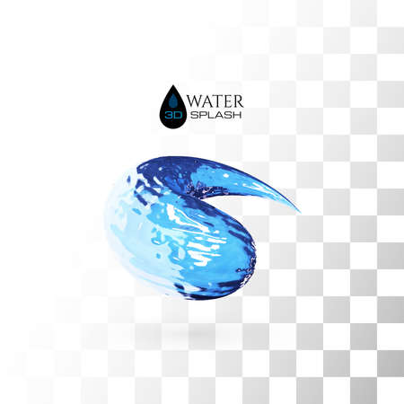 Blue 3D water splash isolated on white, vector backgroundのイラスト素材