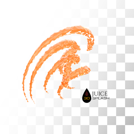 Orange 3D juice splash isolated on white, vector backgroundのイラスト素材