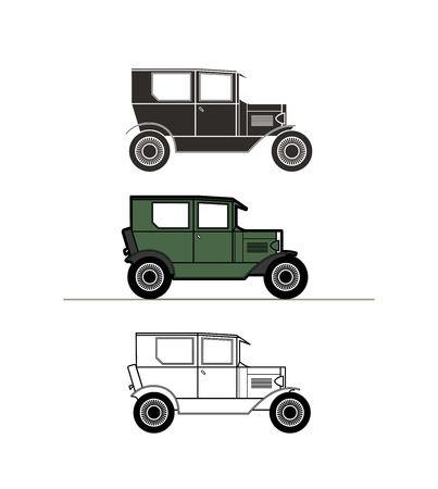 Retro cabriolet car vintage collection, classic garage sign, vector illustration background, can be used for design card infographicsのイラスト素材