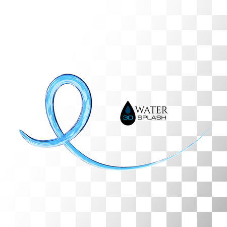 Blue 3D water splash isolated on white, vector backgroundのイラスト素材