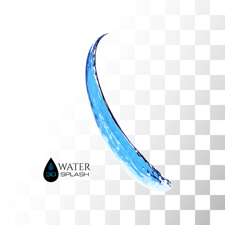 Blue 3D water splash isolated on white, vector backgroundのイラスト素材