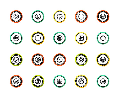 Outline icons thin flat design, modern line stroke style, web and mobile design element, objects and vector illustration icons set 17 - sushi collectionのイラスト素材