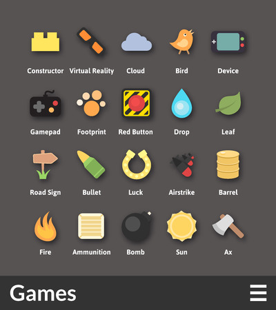 Flat material design icons set - game collectionのイラスト素材