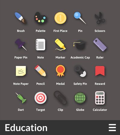 Flat material design icons set - education collectionのイラスト素材