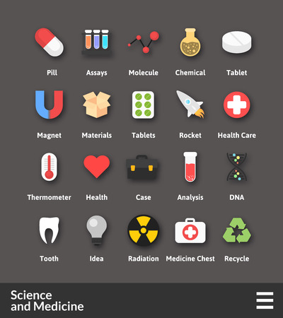 Flat material design icons set - science and medicine collectionのイラスト素材