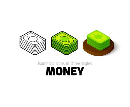 Money icon, vector symbol in flat, outline and isometric styleのイラスト素材