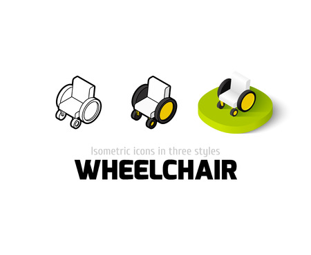 Wheelchair icon, vector symbol in flat, outline and isometric styleのイラスト素材