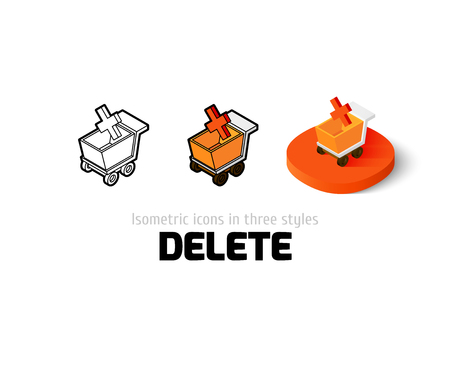 Delete icon, vector symbol in flat, outline and isometric styleのイラスト素材