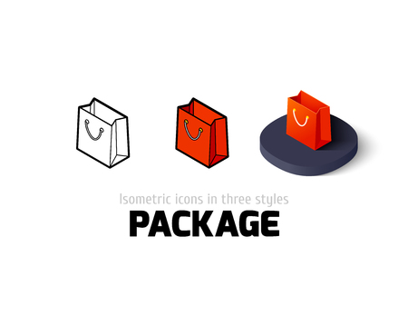 Package icon, vector symbol in flat, outline and isometric styleのイラスト素材
