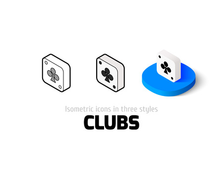 Clubs icon, vector symbol in flat, outline and isometric styleのイラスト素材