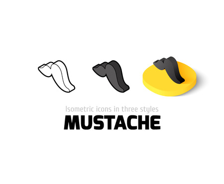 Mustache icon, vector symbol in flat, outline and isometric styleのイラスト素材