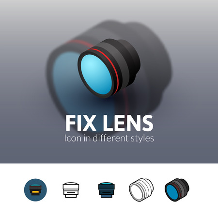 Fix lens color icon, vector symbol in flat, outline and isometric style isolated on blur backgroundのイラスト素材