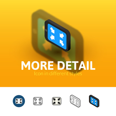 More detail color icon, vector symbol in flat, outline and isometric style isolated on blur backgroundのイラスト素材