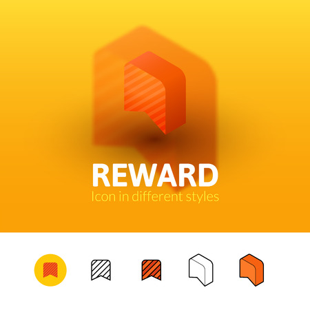 Reward color icon, vector symbol in flat, outline and isometric style isolated on blur backgroundのイラスト素材