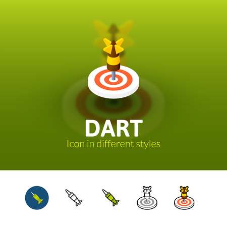Dart color icon, vector symbol in flat, outline and isometric style isolated on blur backgroundのイラスト素材