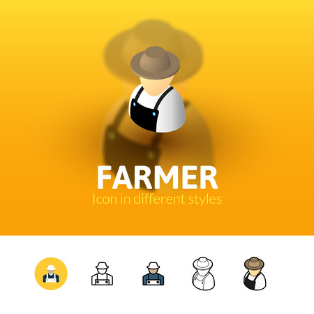 Farmer color icon, vector symbol in flat, outline and isometric style isolated on blur backgroundのイラスト素材