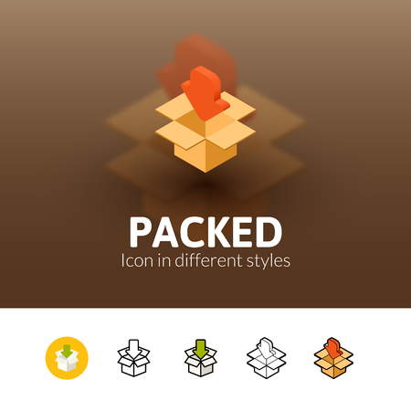 Packed color icon, vector symbol in flat, outline and isometric style isolated on blur backgroundのイラスト素材