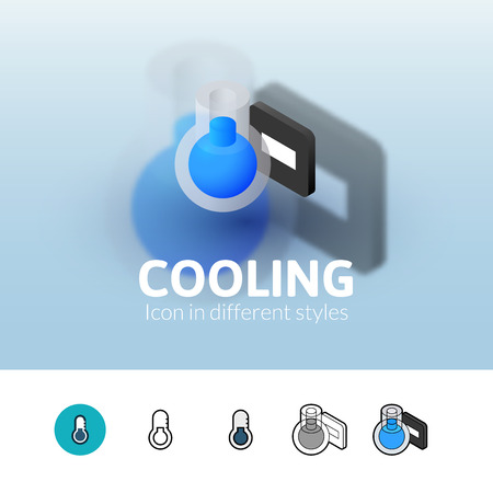Cooling color icon, vector symbol in flat, outline and isometric style isolated on blur backgroundのイラスト素材