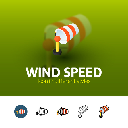 Wind speed color icon, vector symbol in flat, outline and isometric style isolated on blur backgroundのイラスト素材