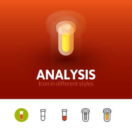 Analysis color icon, vector symbol in flat, outline and isometric style isolated on blur backgroundのイラスト素材