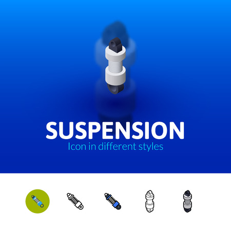 Suspension color icon, vector symbol in flat, outline and isometric style isolated on blur backgroundのイラスト素材