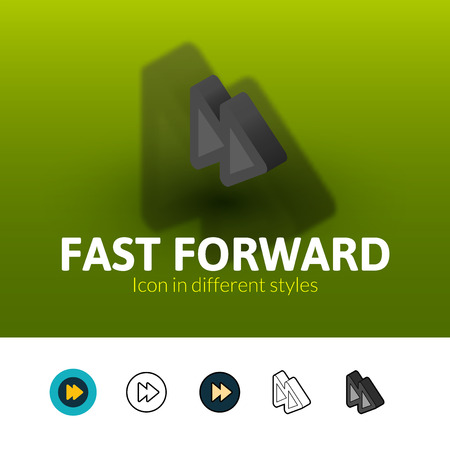 Fast forward color icon, vector symbol in flat, outline and isometric style isolated on blur backgroundのイラスト素材