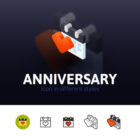 Anniversary color icon, vector symbol in flat, outline and isometric style isolated on blur backgroundのイラスト素材