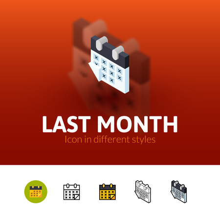 Last month color icon, vector symbol in flat, outline and isometric style isolated on blur backgroundのイラスト素材