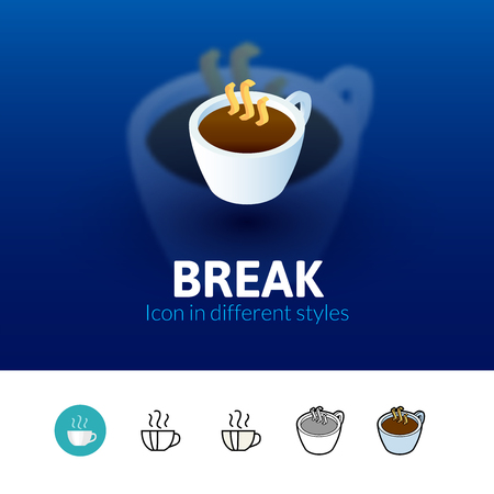 Break color icon, vector symbol in flat, outline and isometric style isolated on blur backgroundのイラスト素材