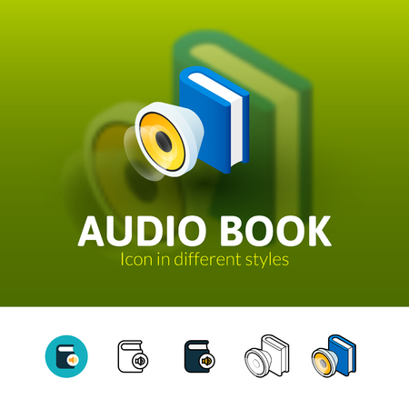 Audio book color icon, vector symbol in flat, outline and isometric style isolated on blur backgroundのイラスト素材