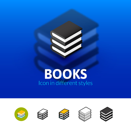 Books color icon, vector symbol in flat, outline and isometric style isolated on blur backgroundのイラスト素材