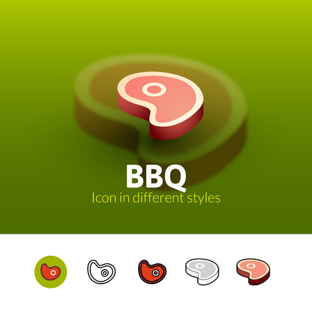 BBQ color icon, vector symbol in flat, outline and isometric style isolated on blur backgroundのイラスト素材