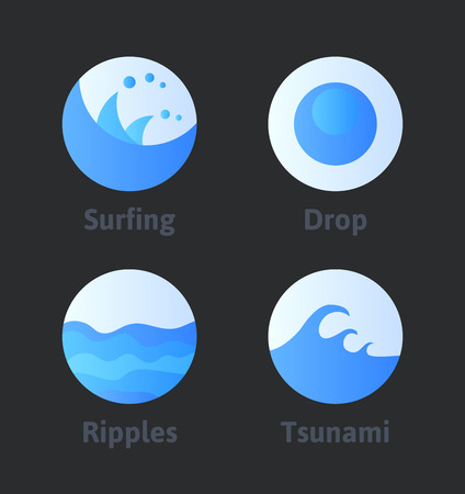 Set of abstract flat water icons, design elementsのイラスト素材