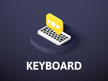 Keyboard icon, vector symbol in flat isometric style isolated on color background