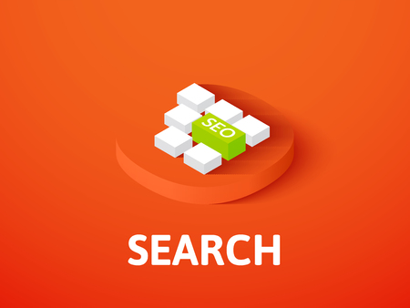 Search icon, vector symbol in flat isometric style isolated on color backgroundのイラスト素材