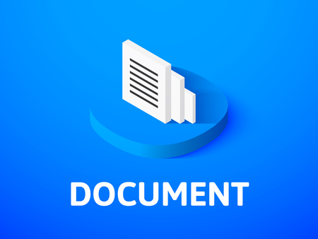 Document isometric icon, isolated on blue color backgroundのイラスト素材