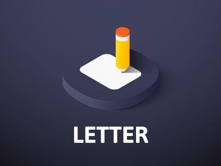 Writing a Letter concept isometric icon, isolated on dark colored backgroundのイラスト素材