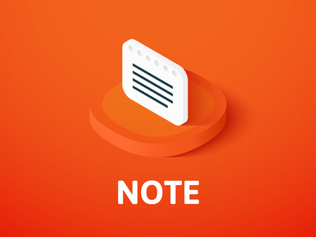 Note icon, vector symbol in flat isometric style isolated on color backgroundのイラスト素材
