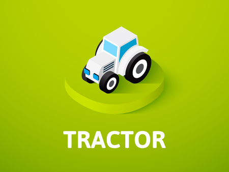 Tractor isometric icon, isolated on colored backgroundのイラスト素材