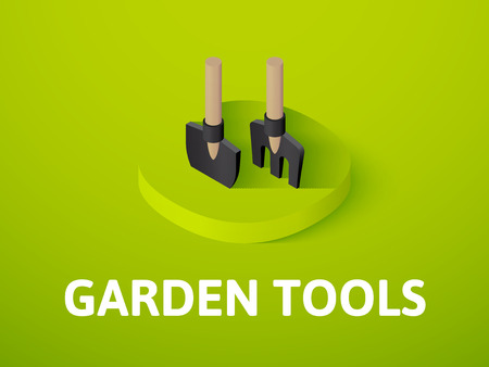 Garden tools isometric icon, isolated on colored backgroundのイラスト素材