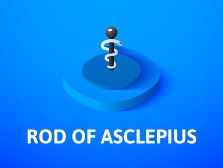 Rod of Asclepius isometric icon, isolated on colored backgroundのイラスト素材