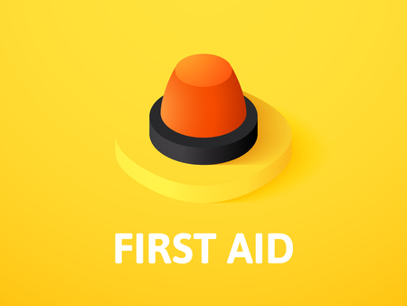 First aid isometric icon, isolated on colored backgroundのイラスト素材