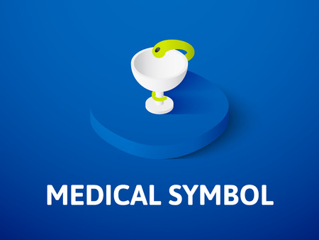 Medical symbol isometric icon, isolated on colored backgroundのイラスト素材