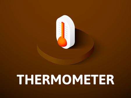 Thermometer icon, vector symbol in flat isometric style isolated on color backgroundのイラスト素材