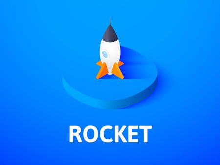 Rocket icon, vector symbol in flat isometric style isolated on color backgroundのイラスト素材
