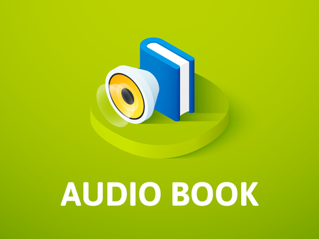 Audio book icon, vector symbol in flat isometric style isolated on color background.のイラスト素材