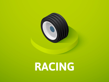 Racing icon, vector symbol in flat isometric style isolated on color backgroundのイラスト素材
